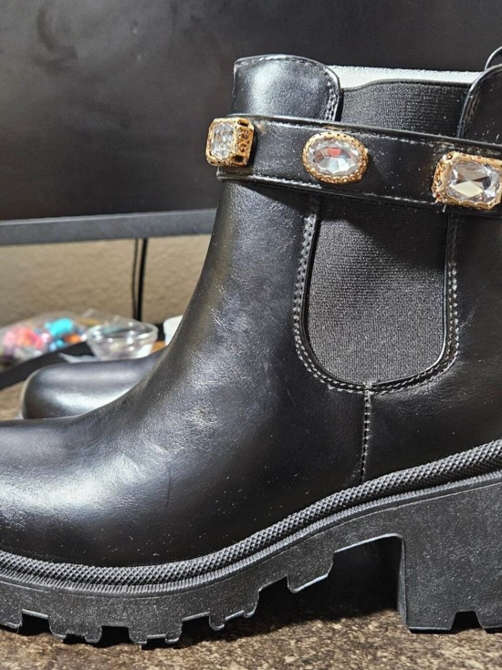 Sugar Women's Favorite Booties Boots Embellished Rhinestones Gems Size 8 1/2